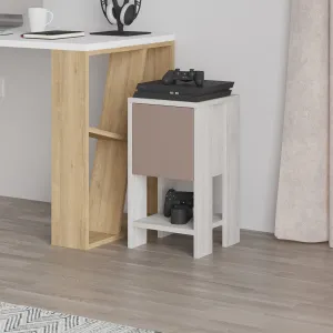 Nočný stolík Houseland EMA starobylá biela/mocha