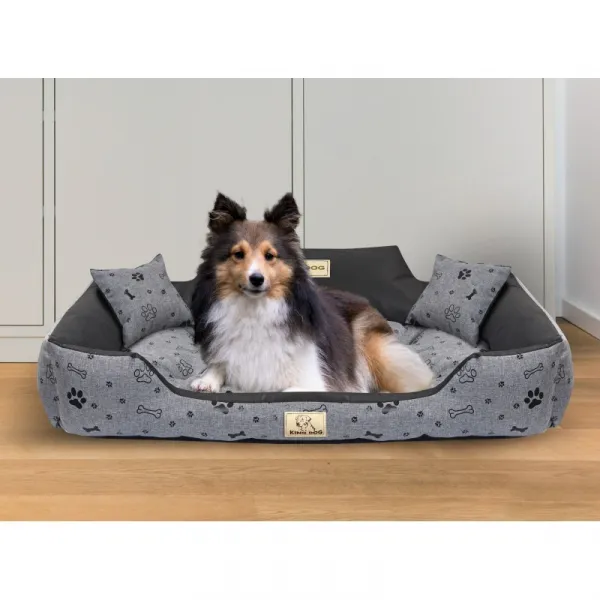 JAKS Vodeodolný pelech pre psa čierne kosti Kingdog Pelech veľkosti: 75 x 65 cm