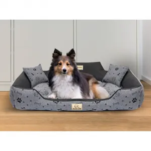 JAKS Vodeodolný pelech pre psa čierne kosti Kingdog Pelech veľkosti: 75 x 65 cm