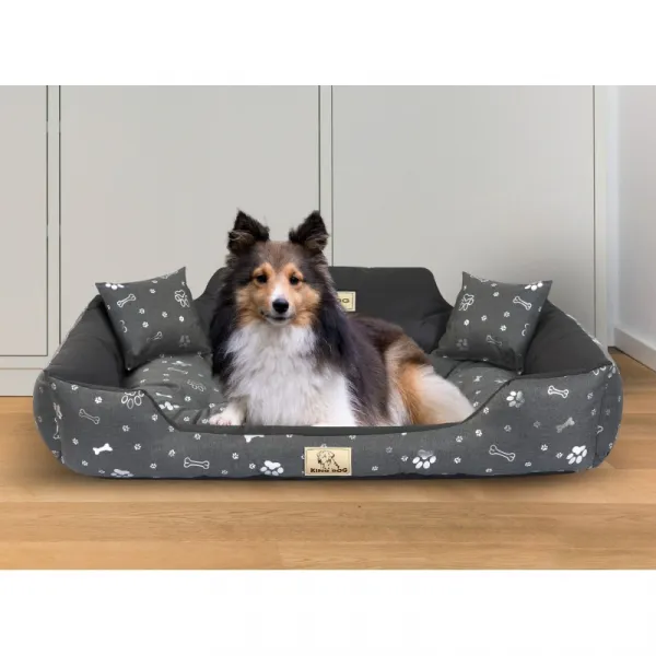 JAKS Vodeodolný pelech pre psa strieborné kosti Kingdog Pelech veľkosti: 75 x 65 cm