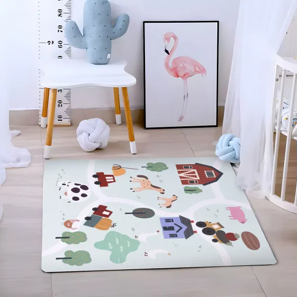 Veľká penová podložka EVA pre deti Farma 90,5x90,5 cm 21 ks