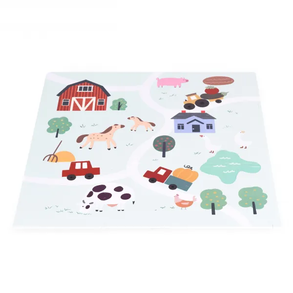 Veľká penová podložka EVA pre deti Farma 90,5x90,5 cm 21 ks