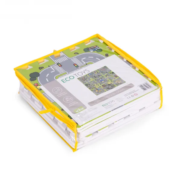 Veľká penová podložka EVA pre deti Mesto 90,5x90,5 cm 21 ks