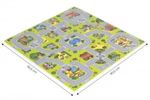 Veľká penová podložka EVA pre deti Mesto 90,5x90,5 cm 21 ks