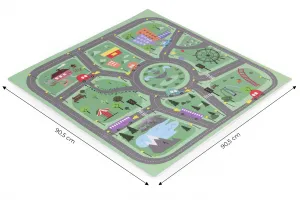 Veľká penová podložka EVA pre deti Mesto 90,5x90,5 cm 21 ks