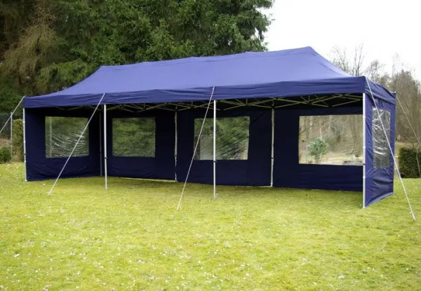 Garthen 401 Záhradný skladací stan - modrý, 3 x 9 m