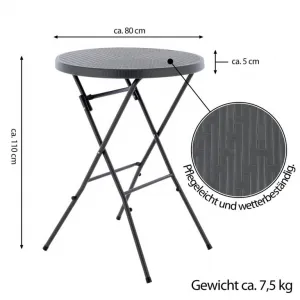 Garthen 71007 Skladací vysoký stôl - sivý