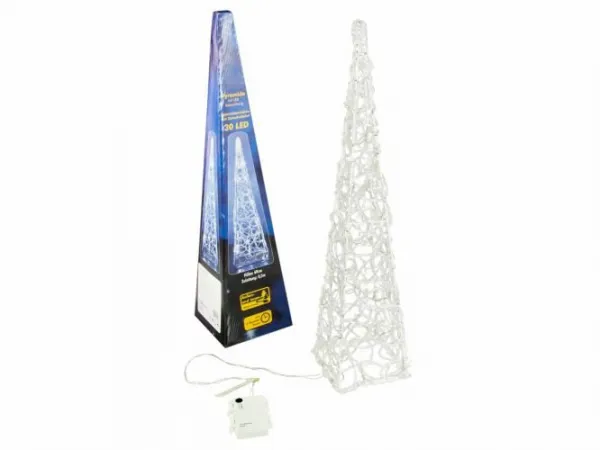 Nexos 194 Vianočná dekorácia - Akrylový kužeľ - 60 cm, studeno biely na batérie