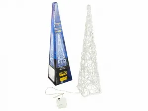 Nexos 194 Vianočná dekorácia - Akrylový kužeľ - 60 cm, studeno biely na batérie