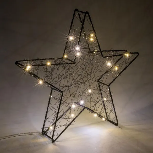 Nexos 64658 Vianočná kovová hviezda s 3D efektom - 30 x 29 x 5 cm, 25 LED diód, čierna