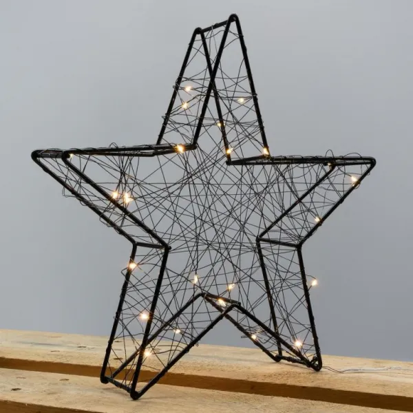 Nexos 64658 Vianočná kovová hviezda s 3D efektom - 30 x 29 x 5 cm, 25 LED diód, čierna