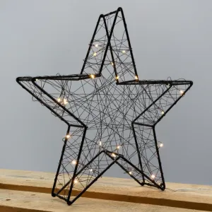 Nexos 64658 Vianočná kovová hviezda s 3D efektom - 30 x 29 x 5 cm, 25 LED diód, čierna