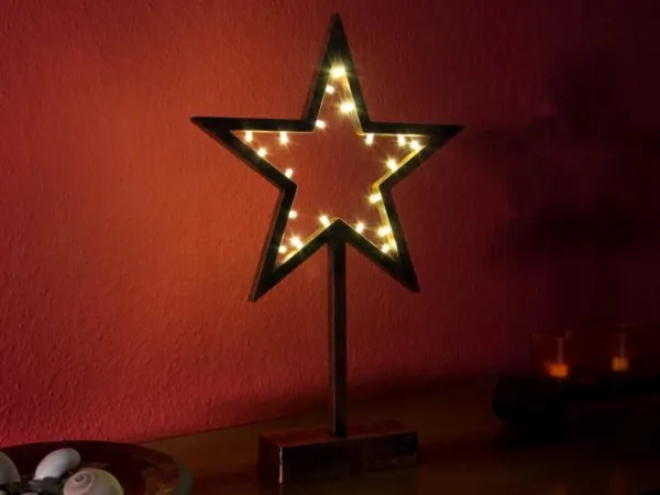 Nexos 43014 Vianočná dekorácia - Hviezda bronzová - 39 cm, 20 LED