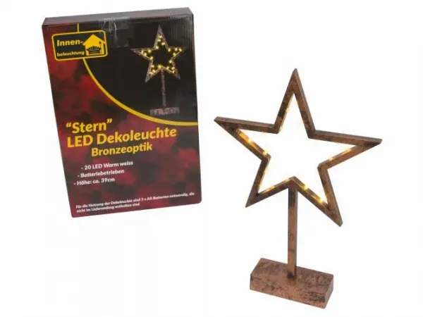 Nexos 43014 Vianočná dekorácia - Hviezda bronzová - 39 cm, 20 LED