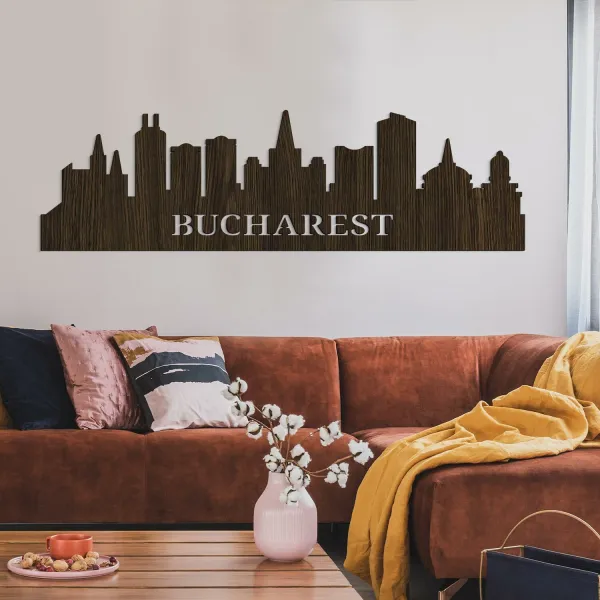 Drevený obraz mesta - Bucharest