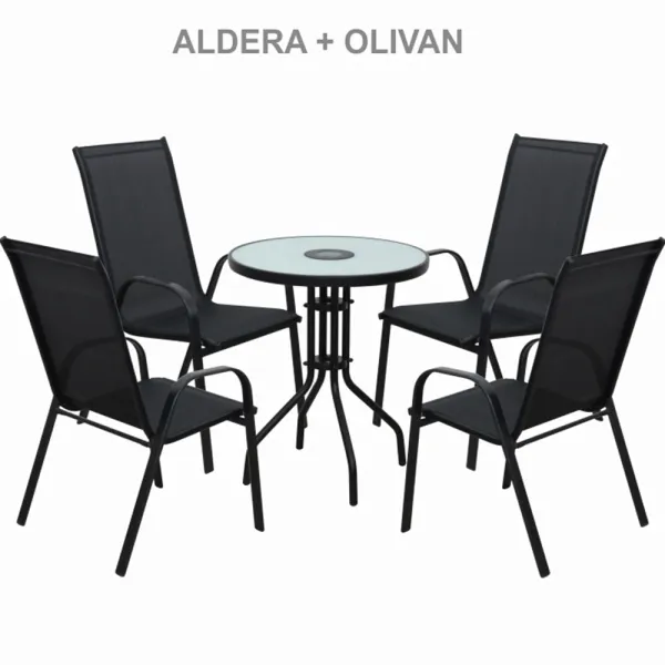 Stohovateľná záhradná stolička ALDERA Tempo Kondela Čierna / tmavosivá
