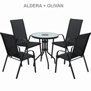 Stohovateľná záhradná stolička ALDERA Tempo Kondela Čierna / tmavosivá