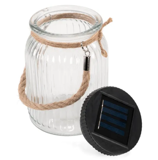 Záhradné solárne sklenice s vešákom, 3 LED, biele