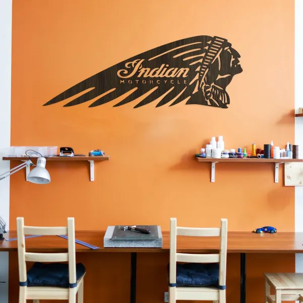 Drevené logo na stenu - Indian Motorcycle