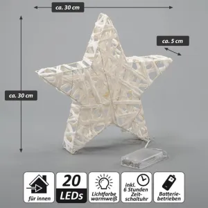 Trblietavá hviezda, teplá biela, 20 LED, Ø 30 cm