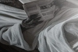Obraz vlk s novinami na záchode