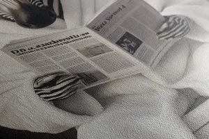 Obraz zebra s novinami na záchode