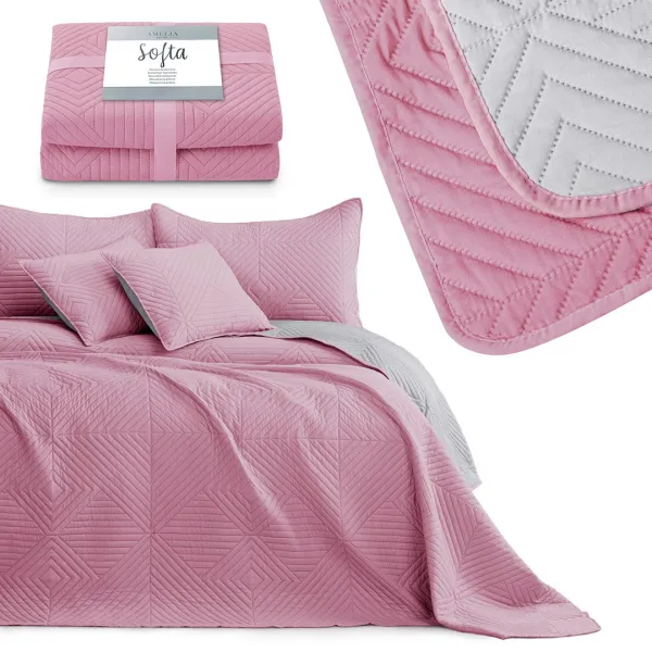 ArtFlhf Prikrývka na posteľ SOFTA | palepink/pearlsilver Rozmer: 170 x 210 cm