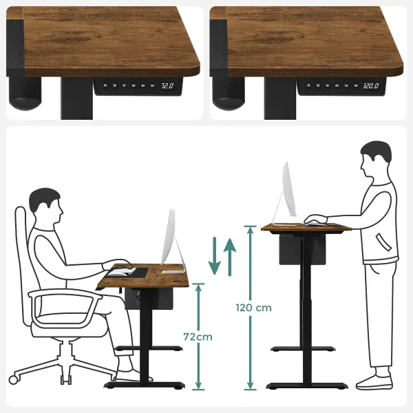 SONGMICS Písací stôl Vasagle Foral elektricky nastaviteľný 140 cm hnedý