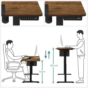 SONGMICS Písací stôl Vasagle Foral elektricky nastaviteľný 140 cm hnedý