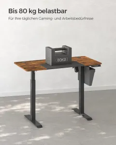 SONGMICS Elektrický rozkladací stôl 120 x 60 cm hnedý čierny