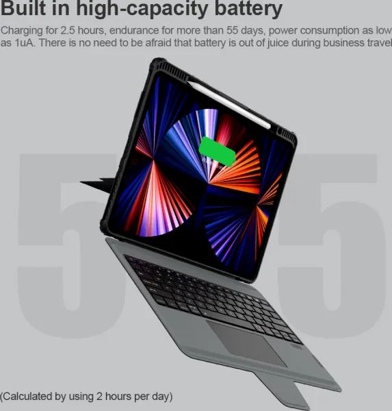 Nillkin ochranné pouzdro s vestavěnou klávesnicí pro iPad Pro 12.9" 2020/2021/2022, černá