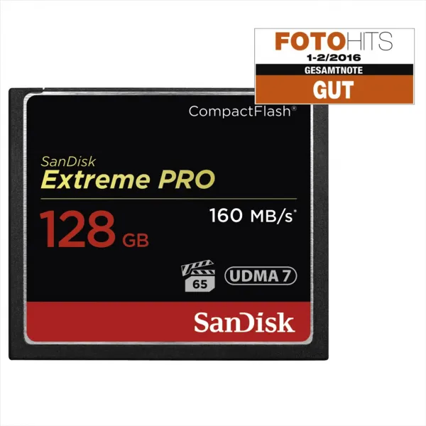 SanDisk Extreme Pro CF 128 GB 160 MB/s VPG 65, UDMA 7 85235110