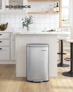 SONGMICS Odpadkový kôš 50 l z nehrdzavejúcej ocele