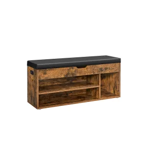 VASAGLE Sedací botník s úložným priestorom hnedý 100 x 44 x 30 cm