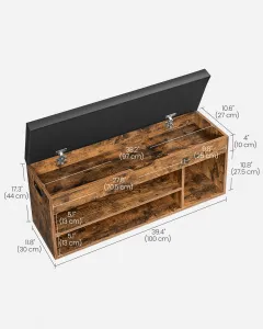 VASAGLE Sedací botník s úložným priestorom hnedý 100 x 44 x 30 cm