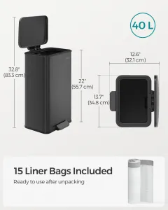 SONGMICS Odpadkový kôš 40 l čierny
