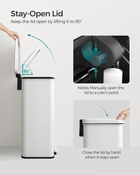 SONGMICS Odpadkový kôš 40 l biely