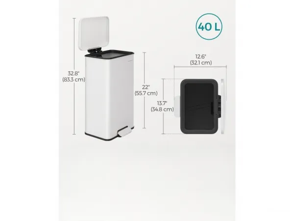 SONGMICS Odpadkový kôš 40 l biely