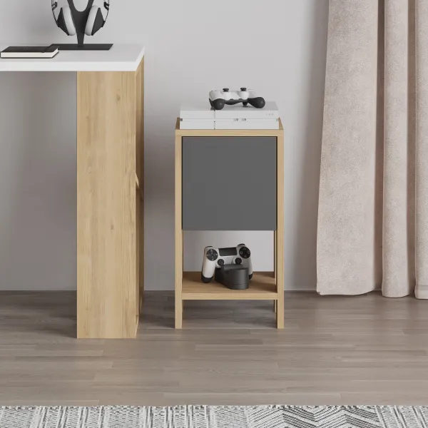 Noční stolek Houseland EMA dub přírodní/antracit