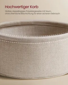 VASAGLE Okrúhly konferenčný stolík s textilným košom a zásuvkou biely
