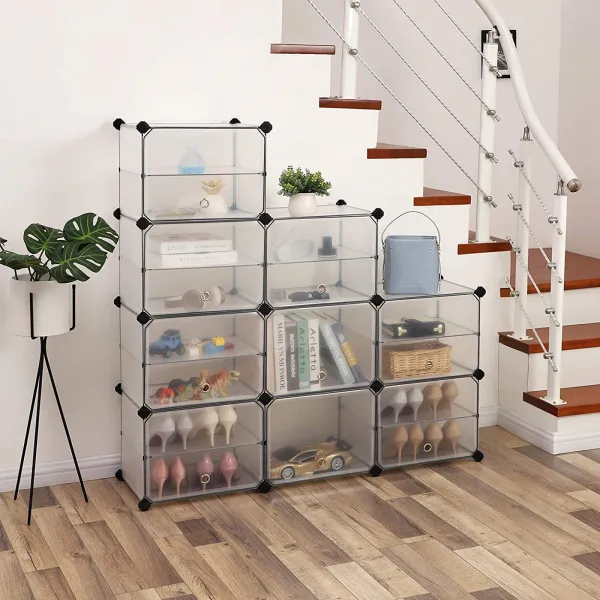 SONGMICS Plastová variabilná polica 9 boxov 123 x 93 x 31 cm