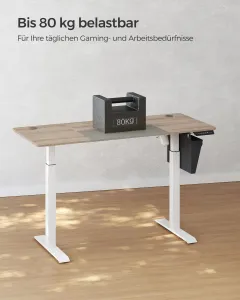 SONGMICS Elektrický skladací stôl 140 x 60 cm bielo-sivý