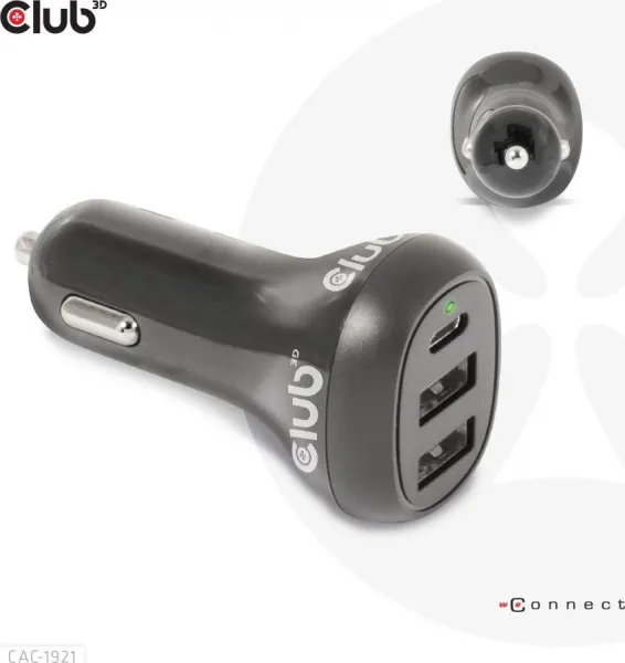 Club 3D Club3D Auto nabíječka pro Notebooky 36W, 3 porty (2xUSB-A + USB-C)