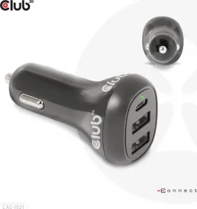 Club 3D Club3D Auto nabíječka pro Notebooky 36W, 3 porty (2xUSB-A + USB-C)