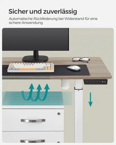 SONGMICS Elektrický skladací stôl 140 x 60 cm bielo-sivý