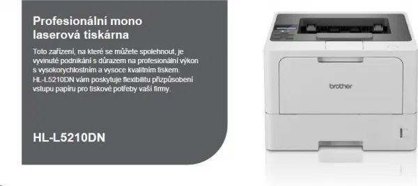 BROTHER tiskárna laserová mono HL-L5210DN - A4 48ppm 1200x1200 256MB 250list LAN USB DUPLEX