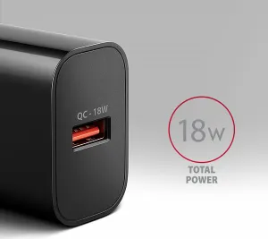 AXAGON ACU-QC18, nabíjačka do siete 18W, 1x port USB-A, QC3.0/AFC/Apple, čierna
