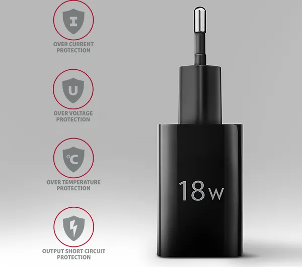 AXAGON ACU-QC18, nabíjačka do siete 18W, 1x port USB-A, QC3.0/AFC/Apple, čierna