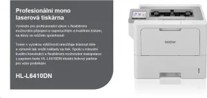 BROTHER HL-L6410DN, mono laserová tlačiareň, 1200x1200, 50ppm, A4, USB, LAN, Wi-Fi, LCD obrazovka