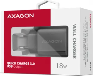 AXAGON ACU-QC18, nabíjačka do siete 18W, 1x port USB-A, QC3.0/AFC/Apple, čierna